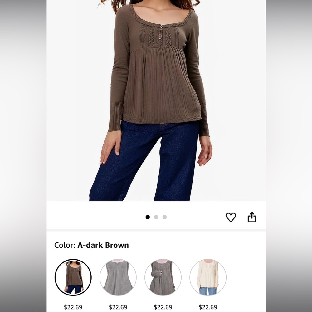 Amazon Women's Long Sleeve Knit Top - Gray